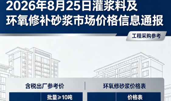 佛罗镇2026年8月25日灌浆料及环氧修补砂浆市场价格信息通报